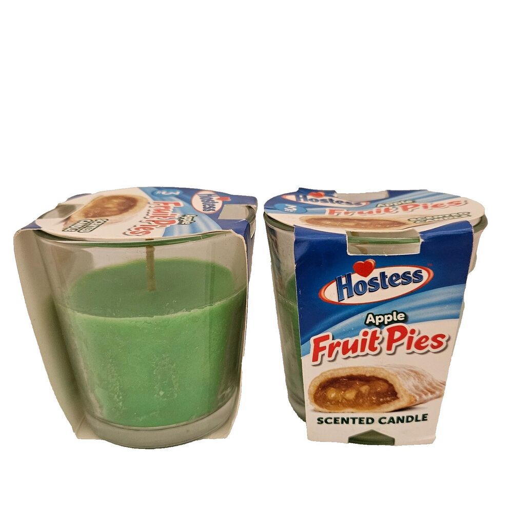 Hostess Apple Fruit Pies Scented Candles 3 Oz Each Set of 2 in Glass Jars